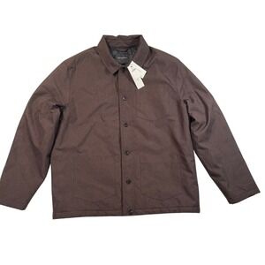 Banana Republic Mens Tailored Puffer Jacket Dark Oak Houndstooth Brown Large NWT